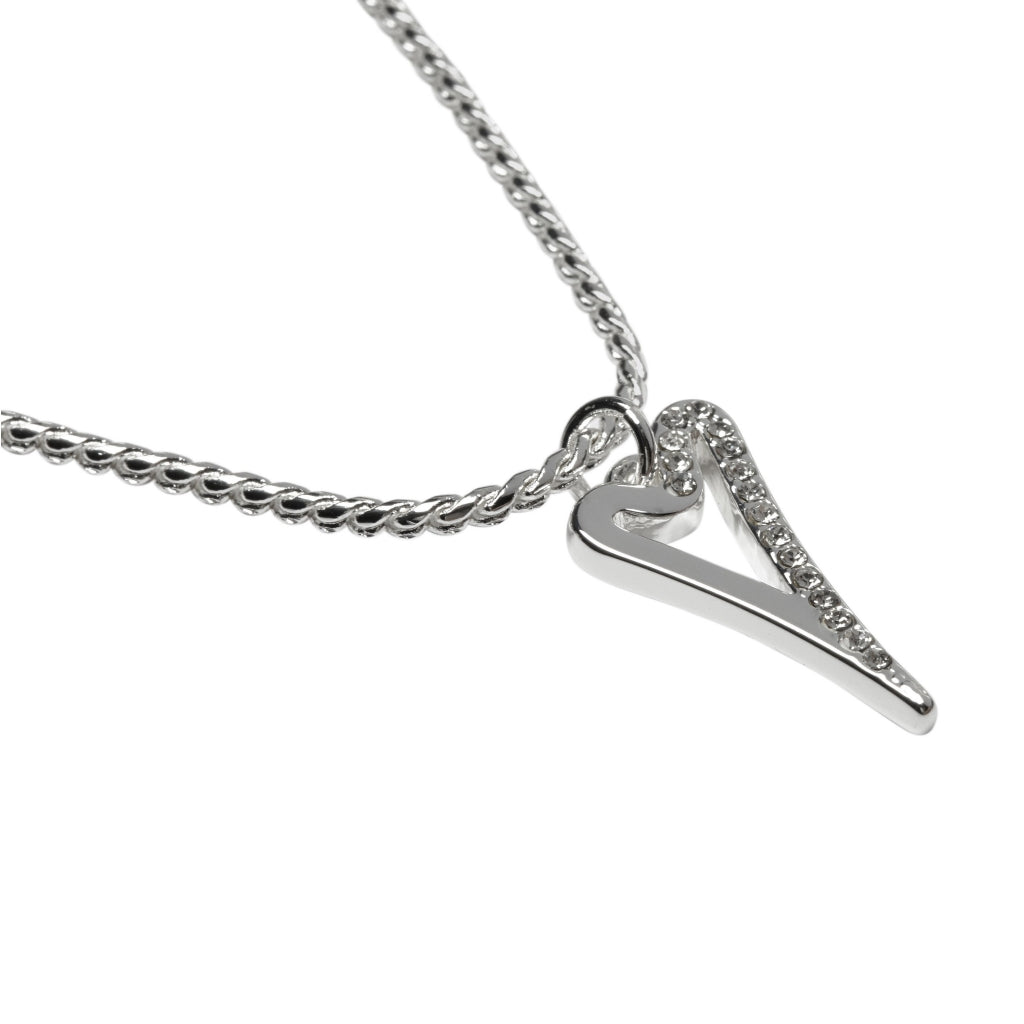 Silver Hollow heart 1/2 Plain, 1/2 Diamante Bracelet*