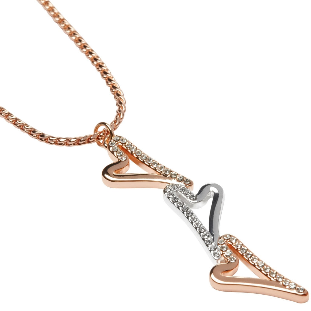 ROSE GOLD/SILVER 3 HEARTS NECKLACE*