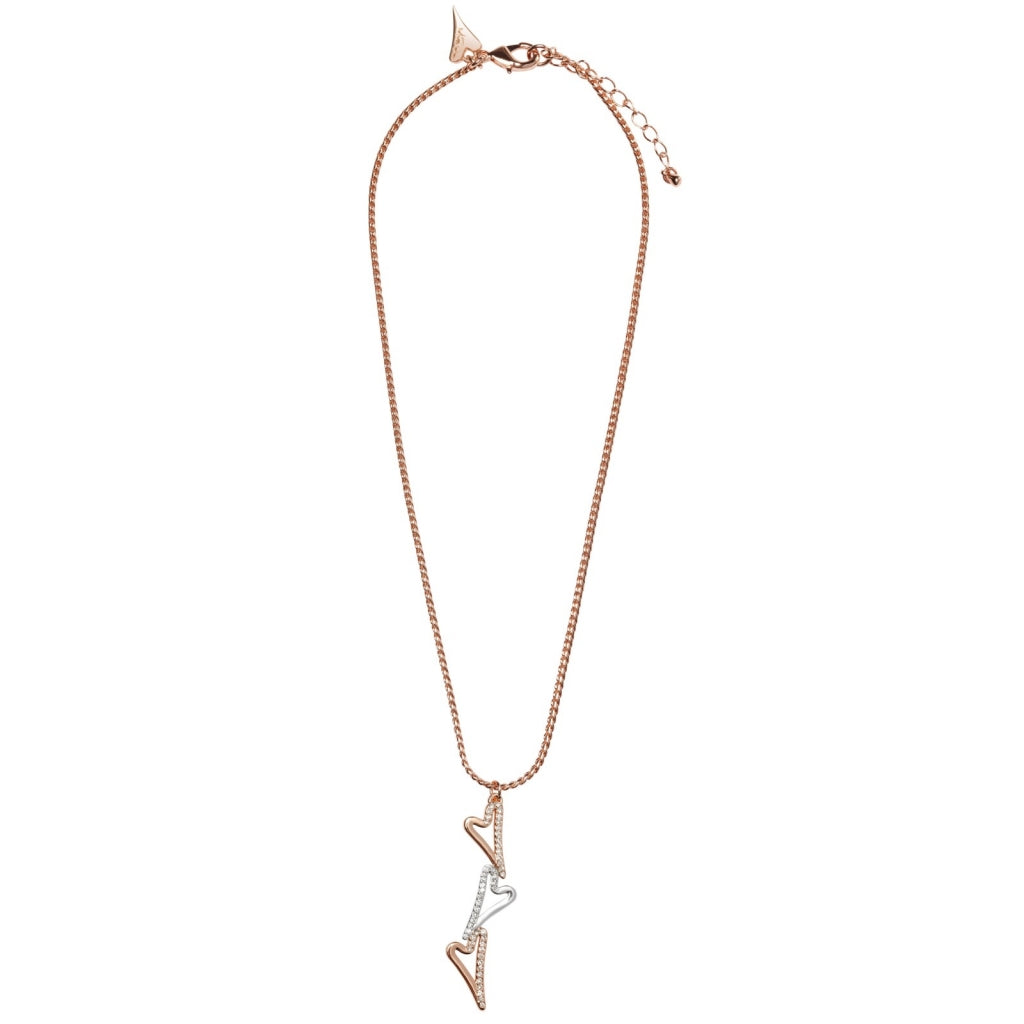ROSE GOLD/SILVER 3 HEARTS NECKLACE*