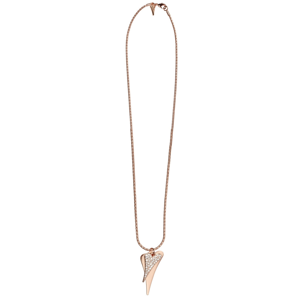 ROSE GOLD LONG DOUBLE HEART NECKLACE*