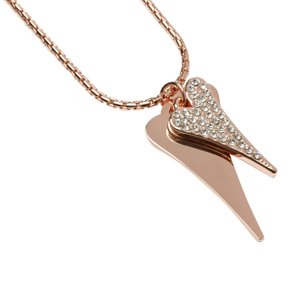 ROSE GOLD LONG DOUBLE HEART NECKLACE*