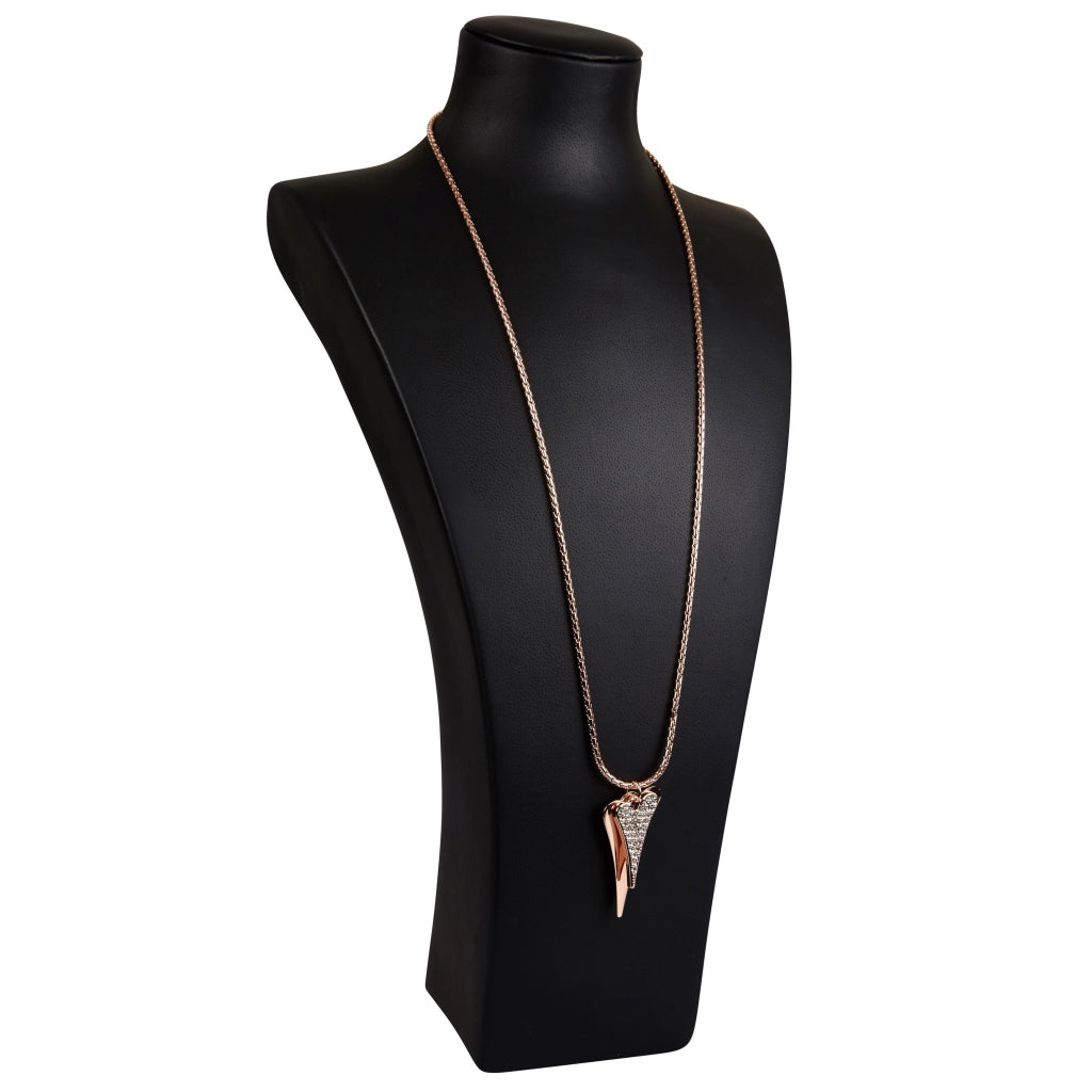 ROSE GOLD LONG DOUBLE HEART NECKLACE*