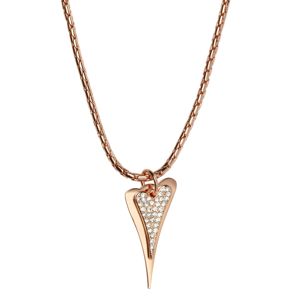 ROSE GOLD DOUBLE HEART NECKLACE*