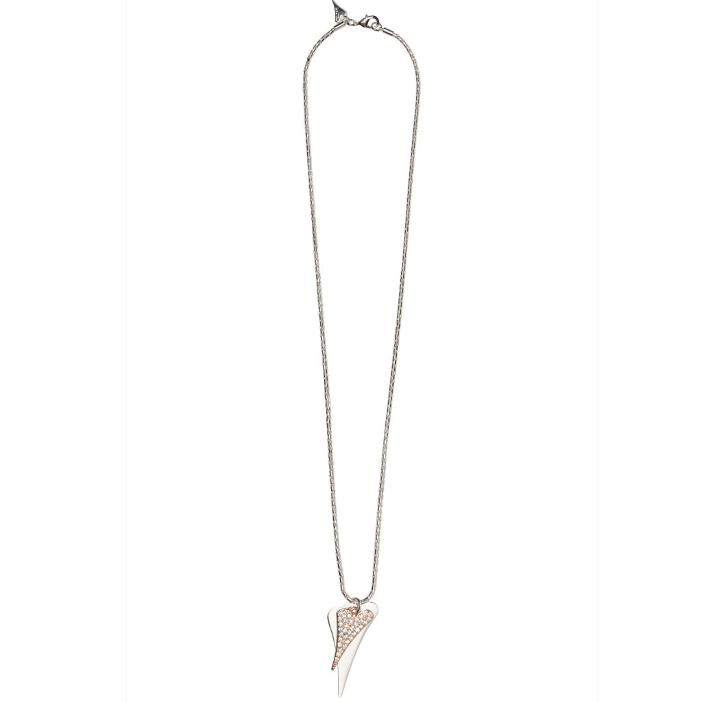 SILVER/ROSE GOLD HEARTS LONG NECKLACE*