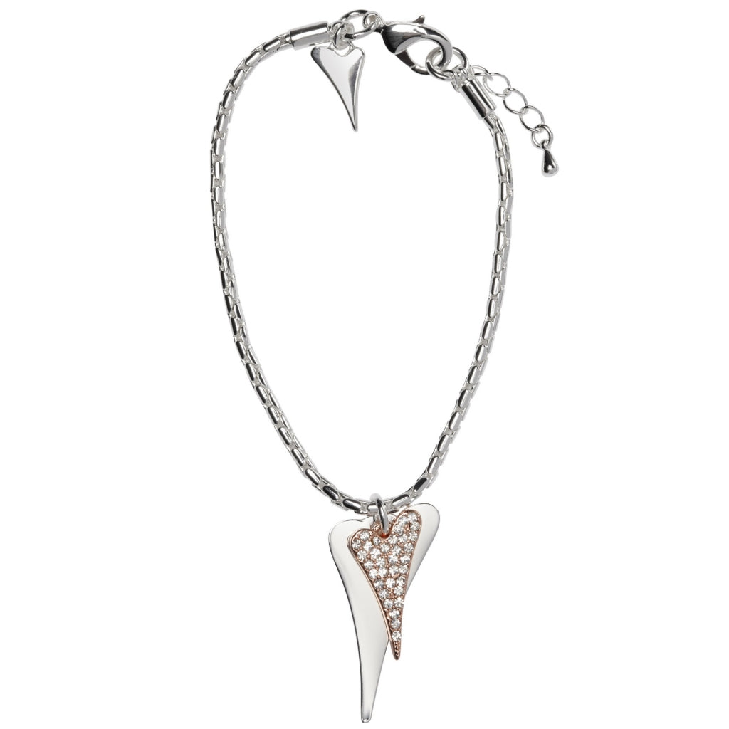 SILVER/ROSE GOLD HEARTS BRACELET*