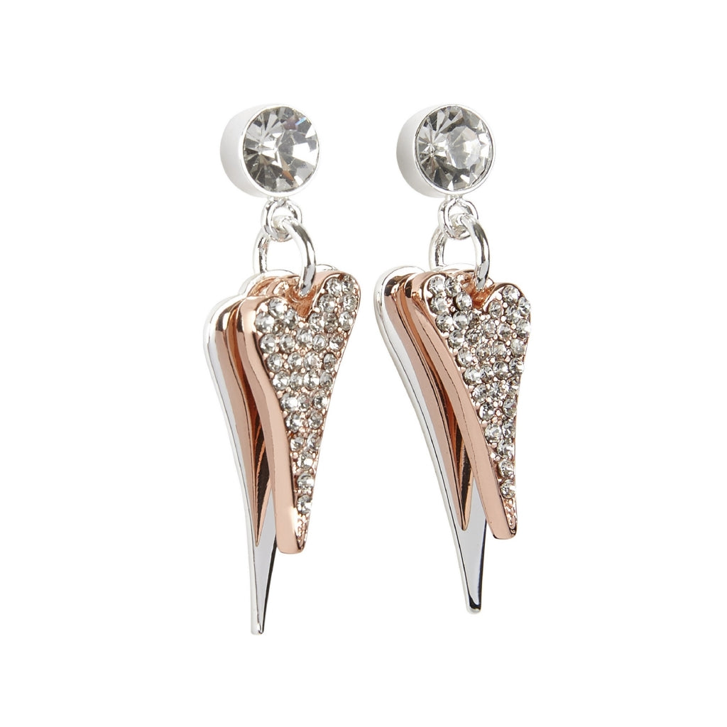 SILVER/ROSE GOLD HEARTS EARRINGS*