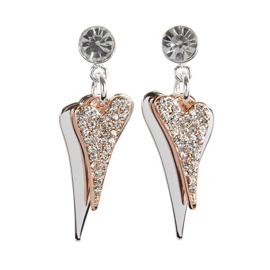 SILVER/ROSE GOLD HEARTS EARRINGS*