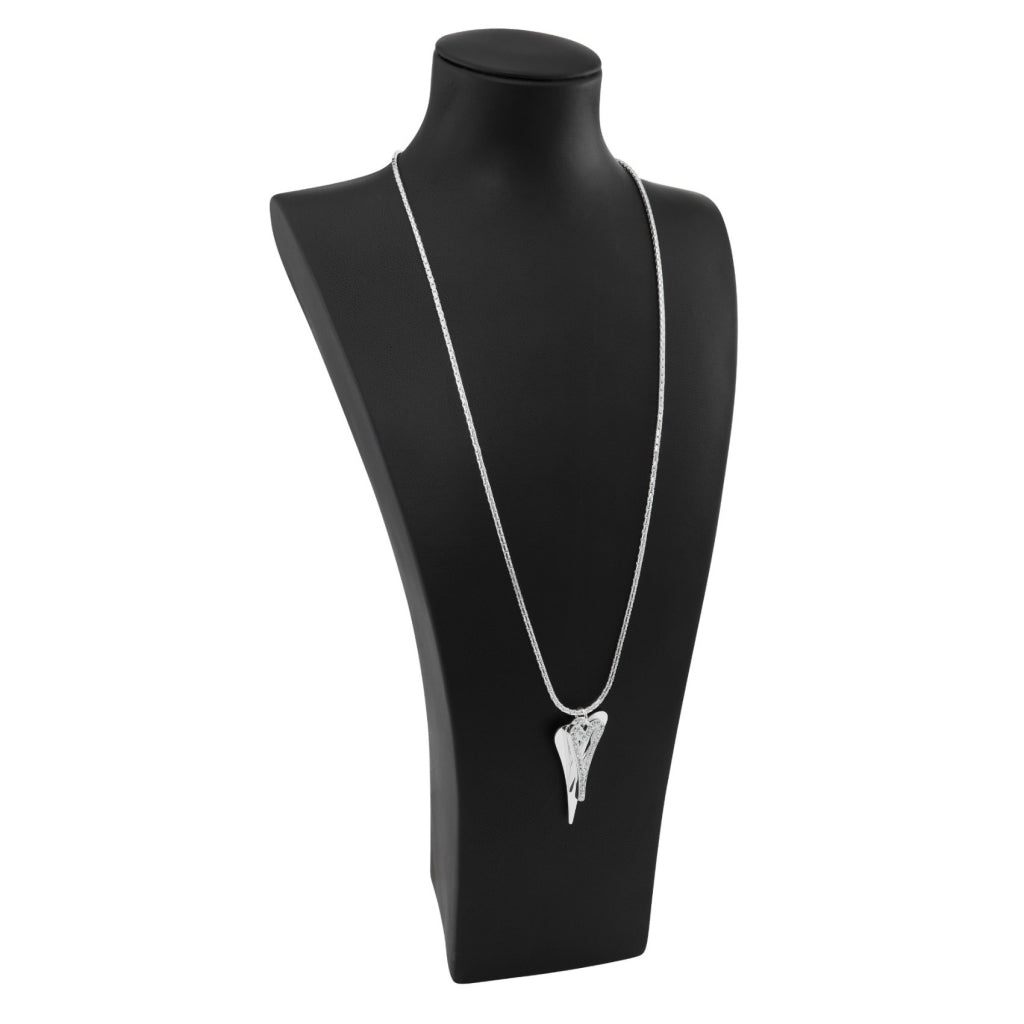 Necklace Silver 70cm chain with a Solid & Hollow Hearts