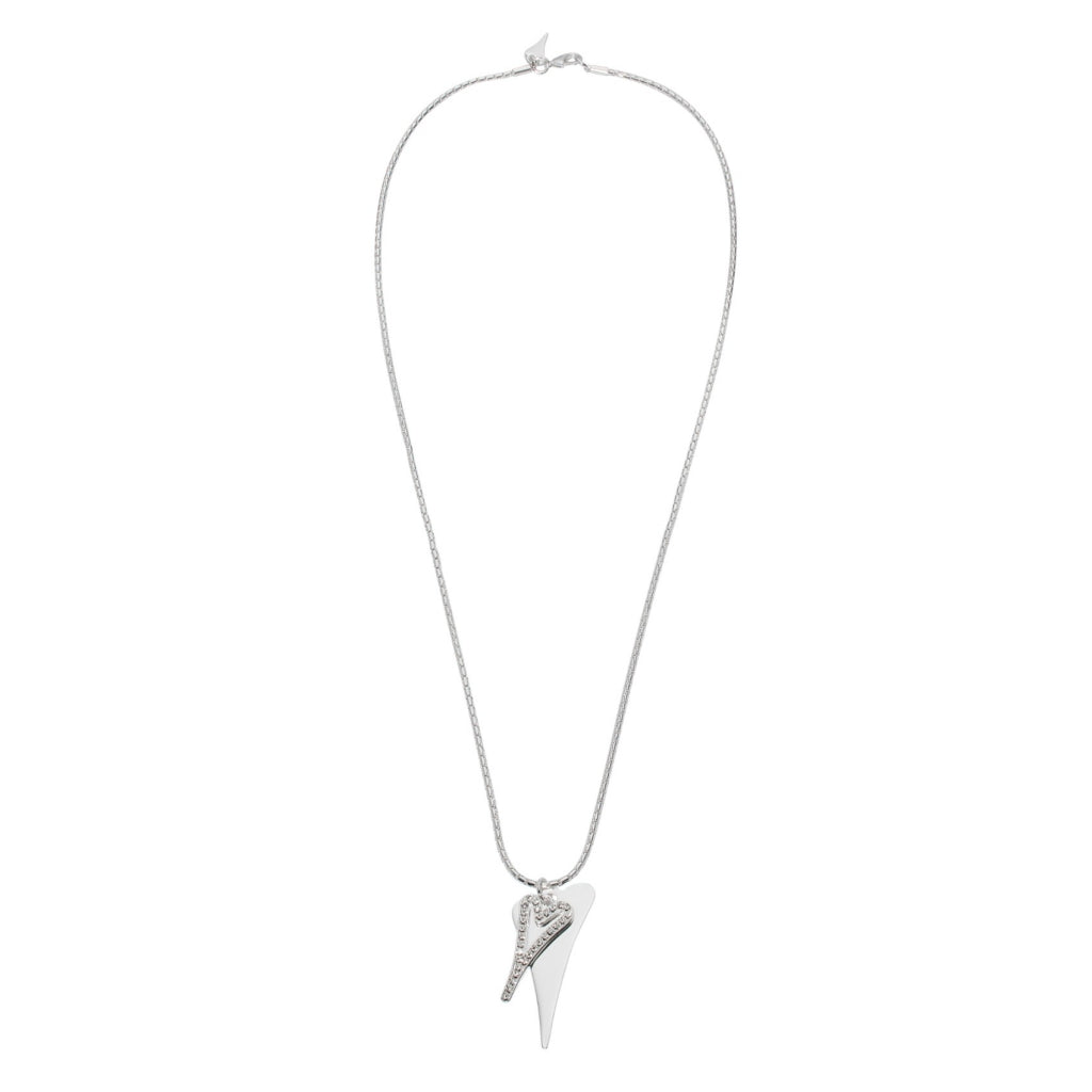 Necklace Silver 70cm chain with a Solid & Hollow Hearts