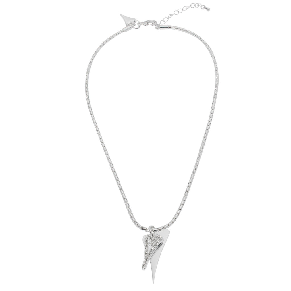 Necklace Silver chain with Solid & Hollow Diamante Hearts*