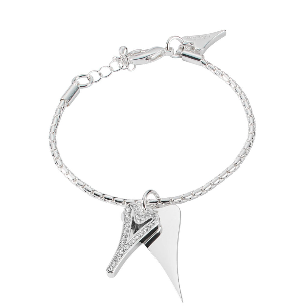 Bracelet Silver chain with Solid & Diamante Hearts*