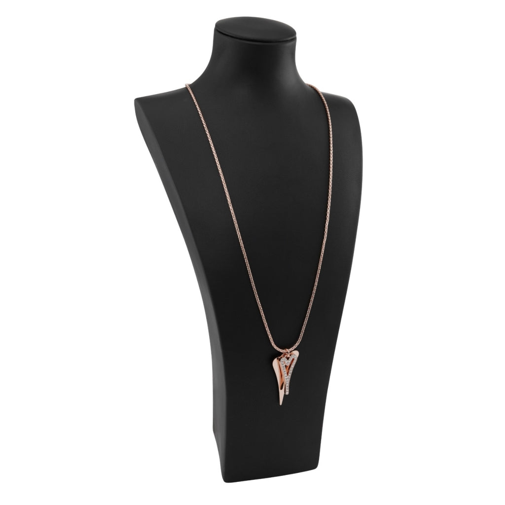 ROSE GOLD 70CM LONG CHAIN WITH SOLID & HOLLOW HEARTS NECKLACE*