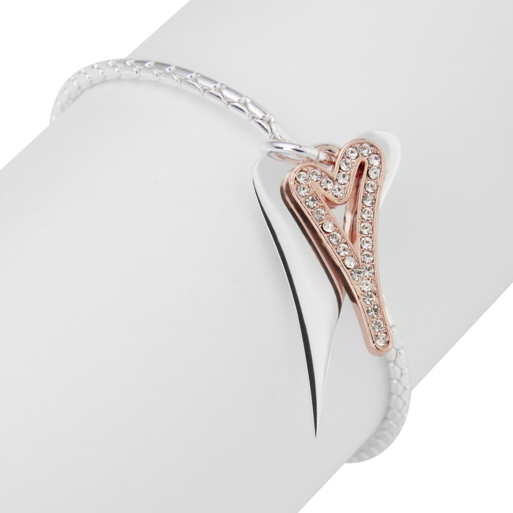 Silver/Rose gold Solid & Diamante hearts Necklace*