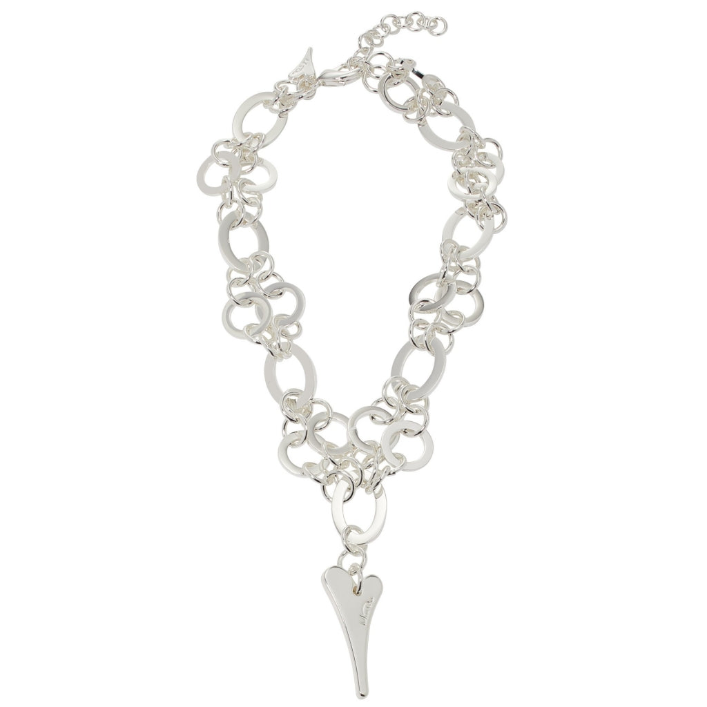 Necklace 85cm Silver Links chain with Heart