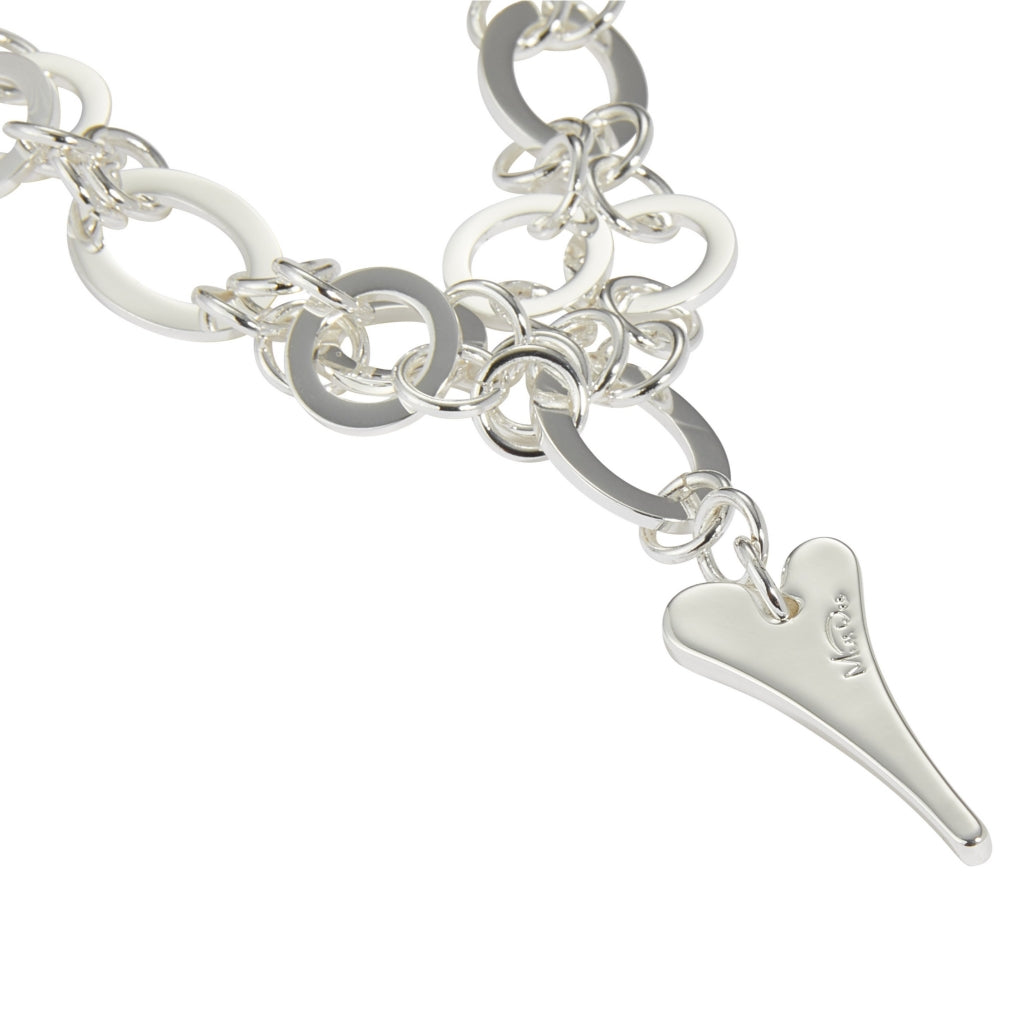 Necklace 85cm Silver Links chain with Heart