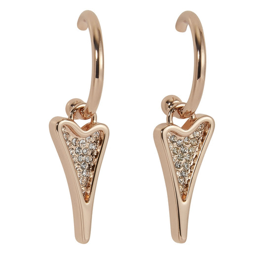 Earrings RoseGold hoop with a diamante heart drop
