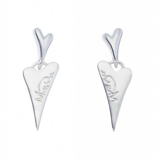 Earrings Silver plain heart drop stud earring