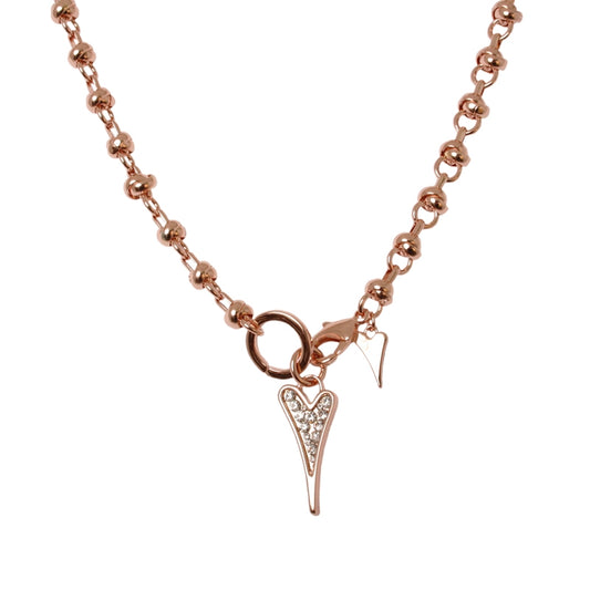 ROSE GOLD DIAMANTE HEART NECKLACE*