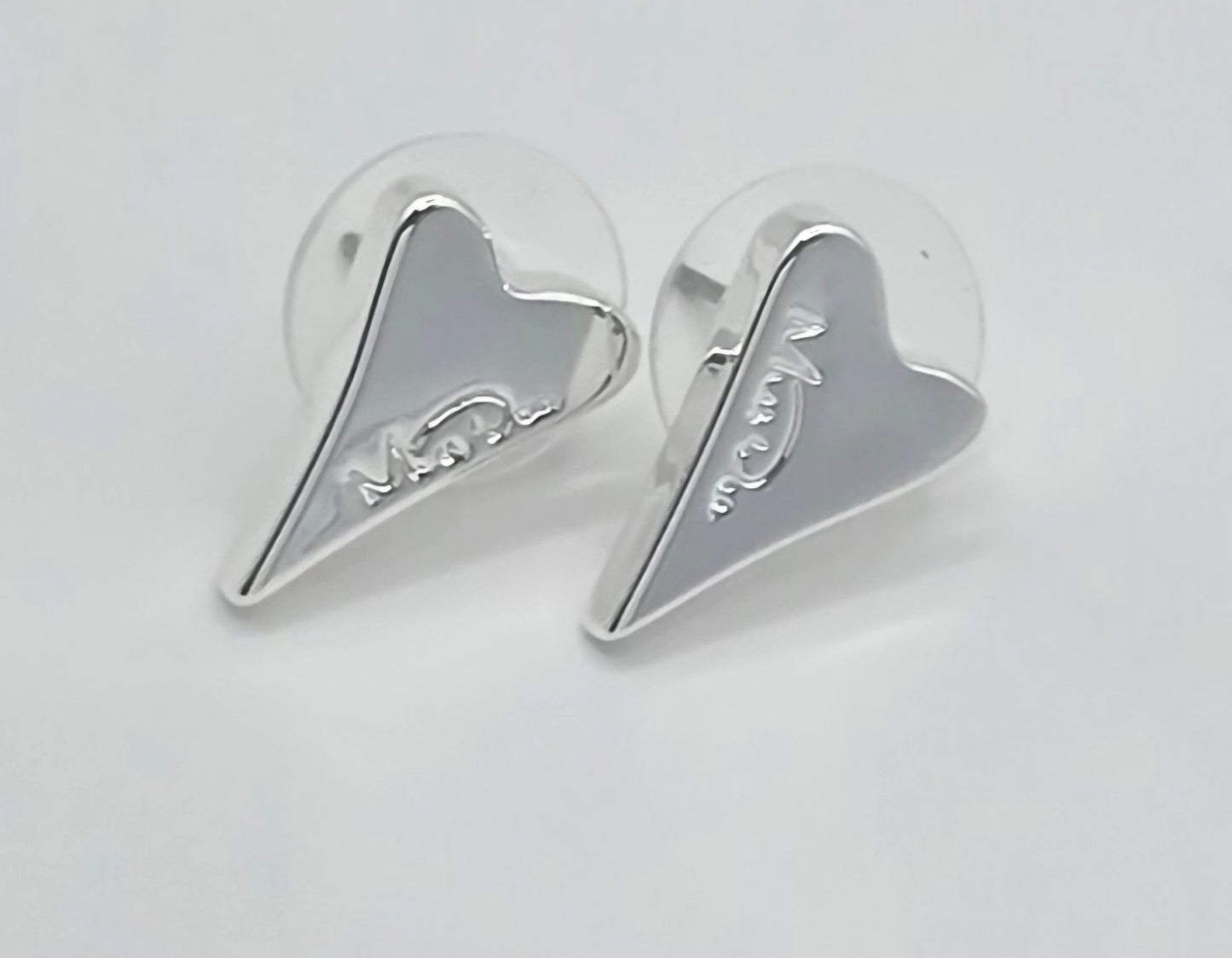 Silver Solid Brand Logo Heart Earrings (Alcis)*