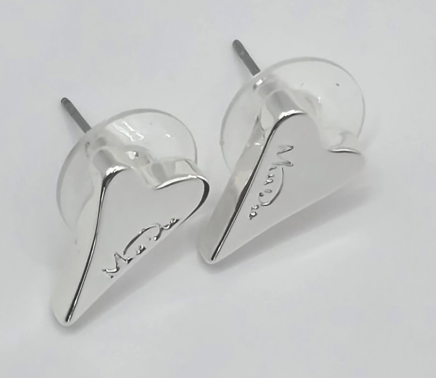 Silver Solid Brand Logo Heart Earrings (Alcis)*