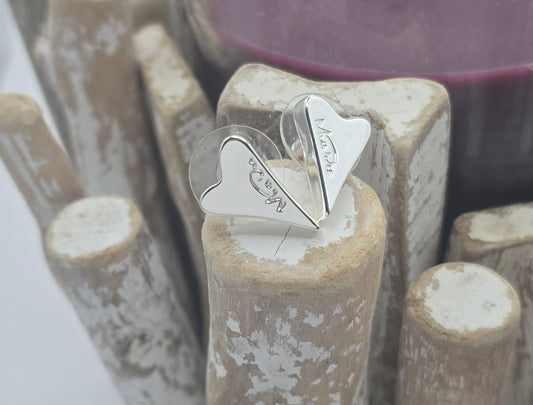 Silver Solid Brand Logo Heart Earrings (Alcis)*