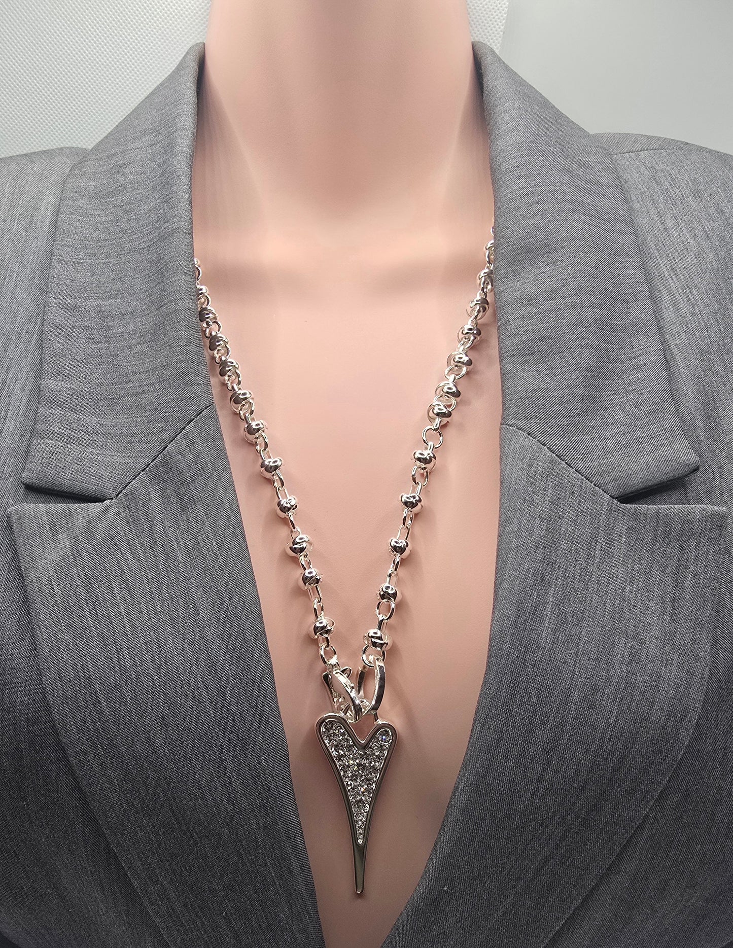 SILVER 70CM LONG KNOTTED CHAIN NECKLACE*