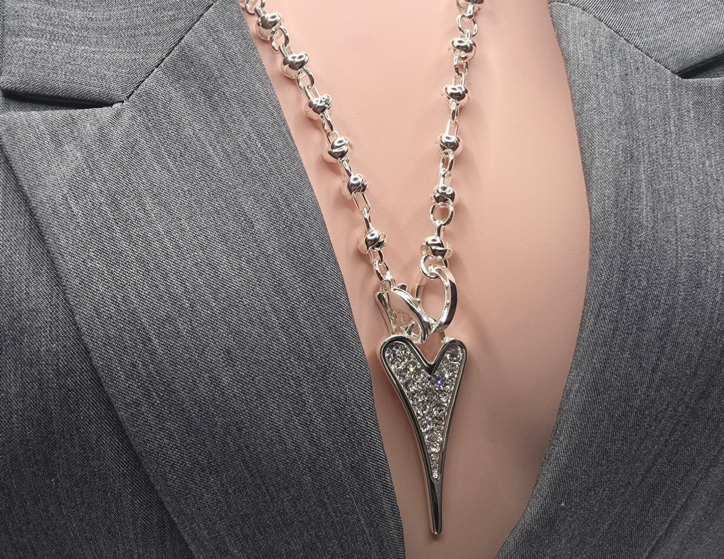 SILVER 70CM LONG KNOTTED CHAIN NECKLACE*