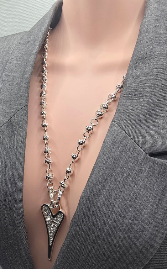 SILVER 70CM LONG KNOTTED CHAIN NECKLACE*