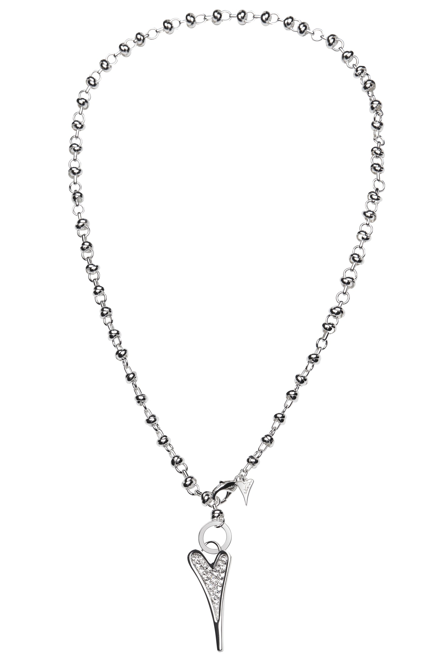 Miss Dee Sterling Silver Heart Long Knot Chain Necklace