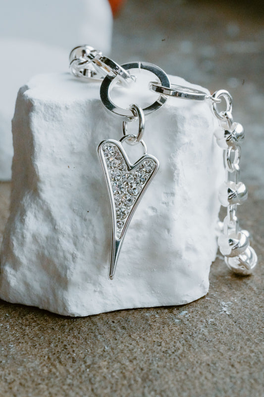 SILVER DIAMANTE HEART BRACELET*