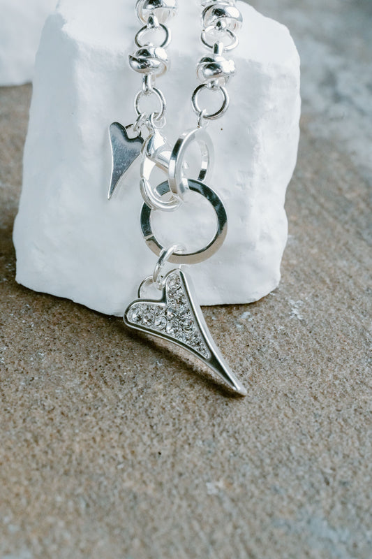 SILVER DIAMANTE HEART BRACELET*