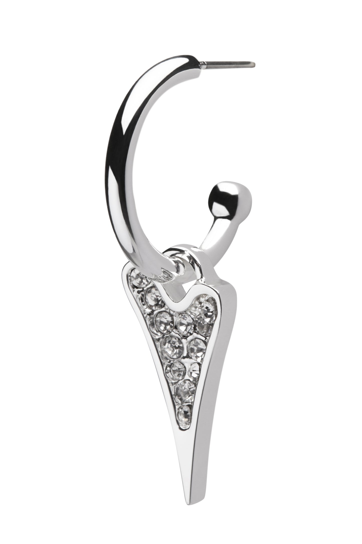 Earrings Silver Hoop with a diamante heart drop