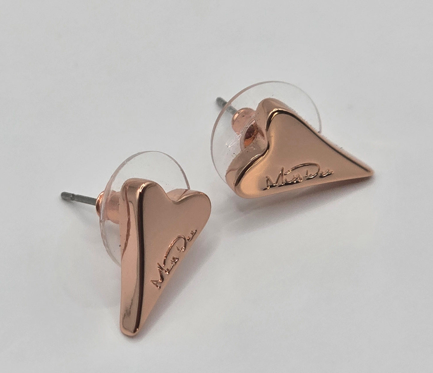 Rose Gold Solid  Brand Logo Heart Earrings (Alcis)*