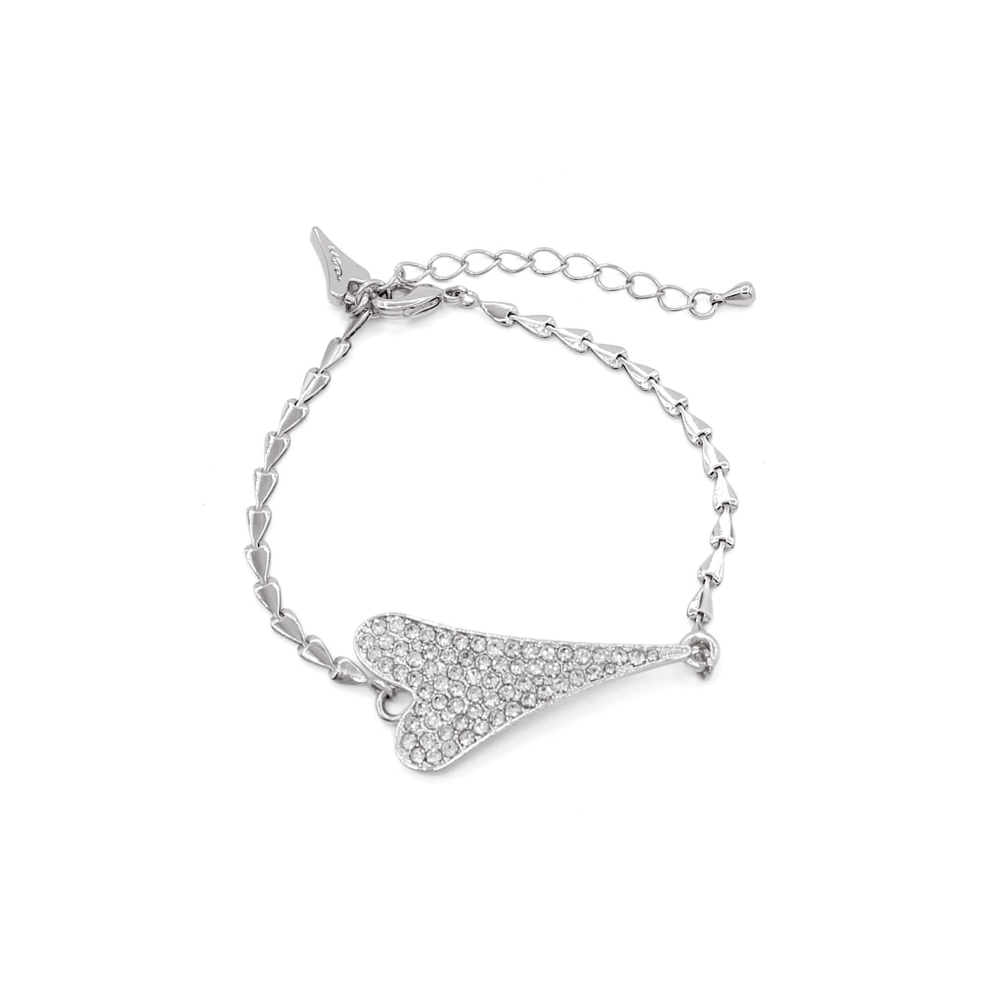 SILVER DIAMANTE HEART BRACELET*