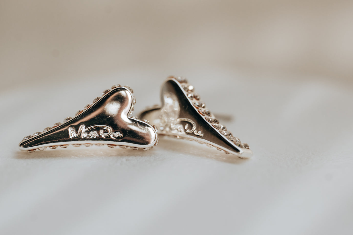 SILVER SMALL CZ HEART EARRINGS*