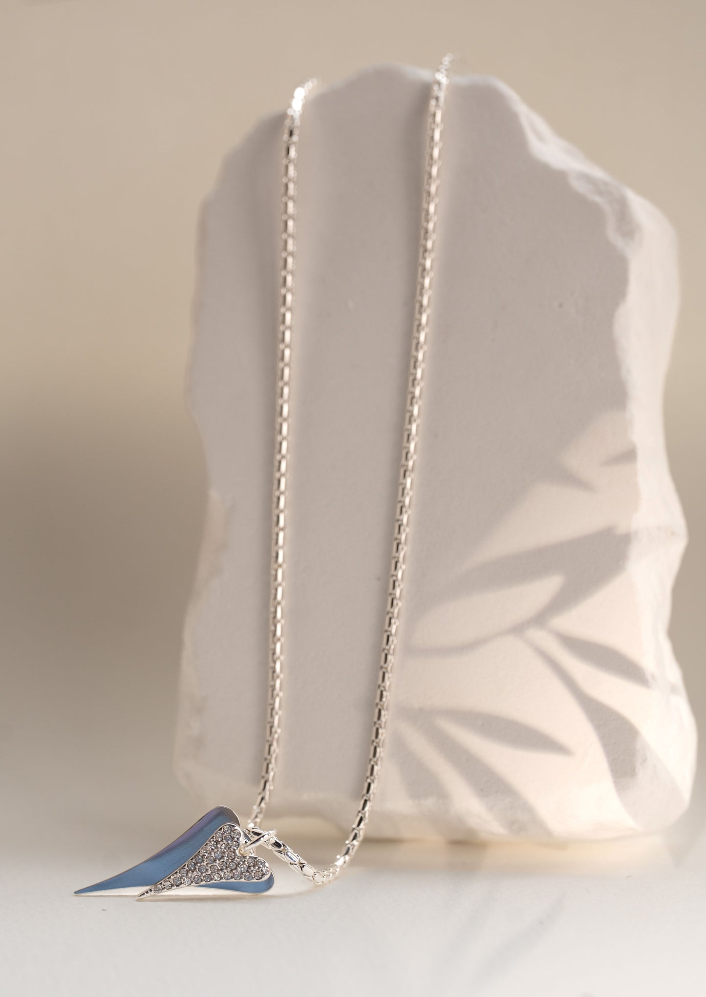 SILVER LONG DOUBLE HEART NECKLACE*