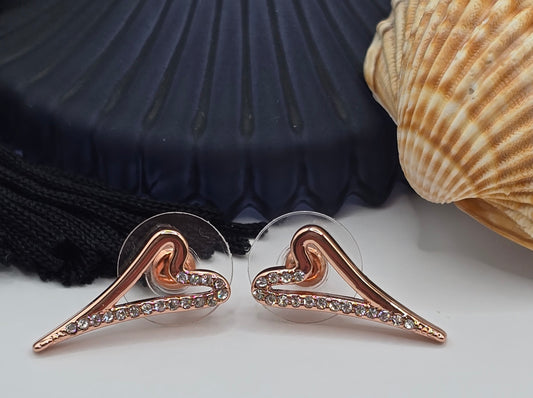 ROSE GOLD HOLLOW HEART EARRINGS*