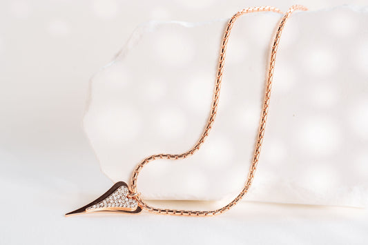 ROSE GOLD LONG DOUBLE HEART NECKLACE*