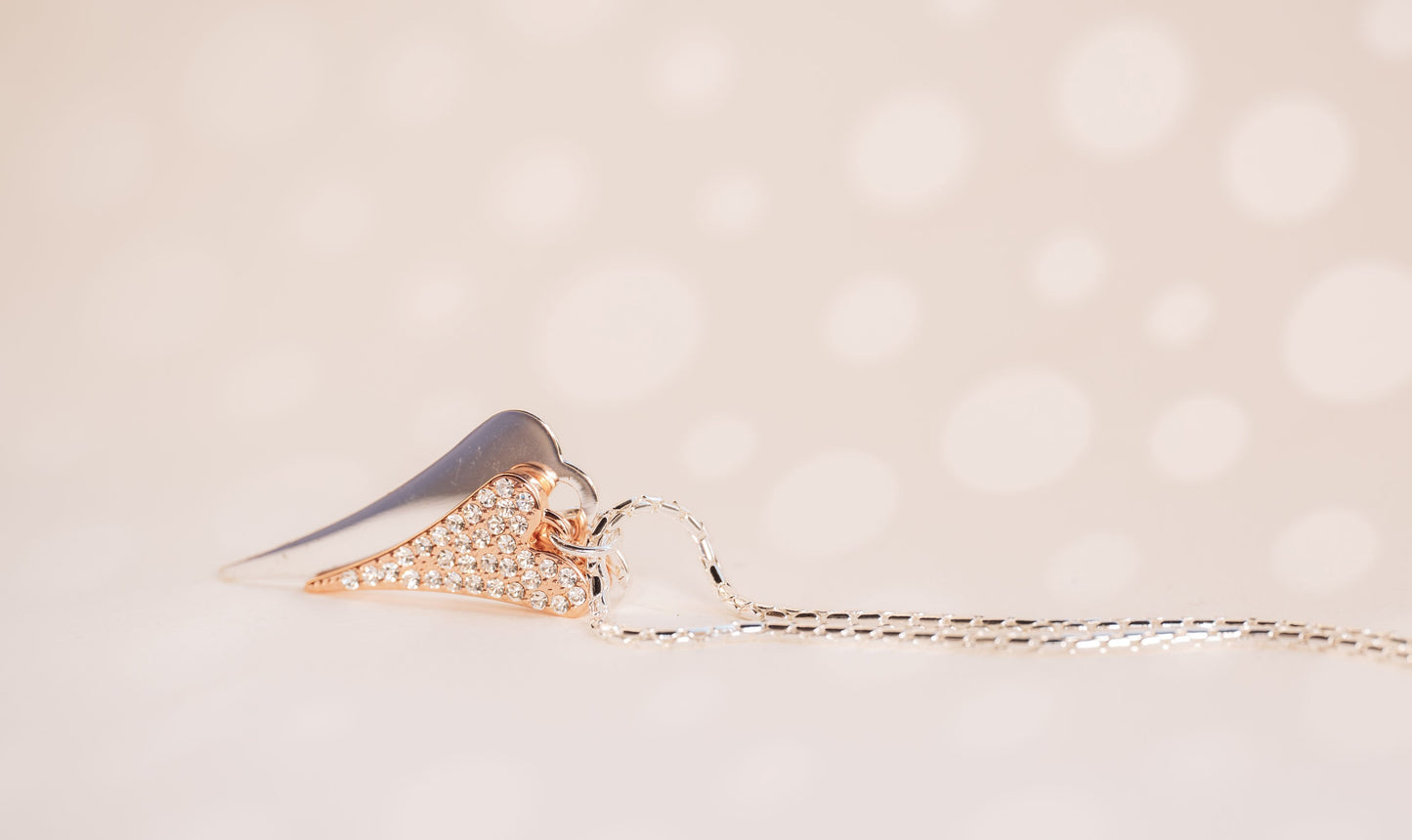 SILVER/ROSE GOLD HEARTS NECKLACE*