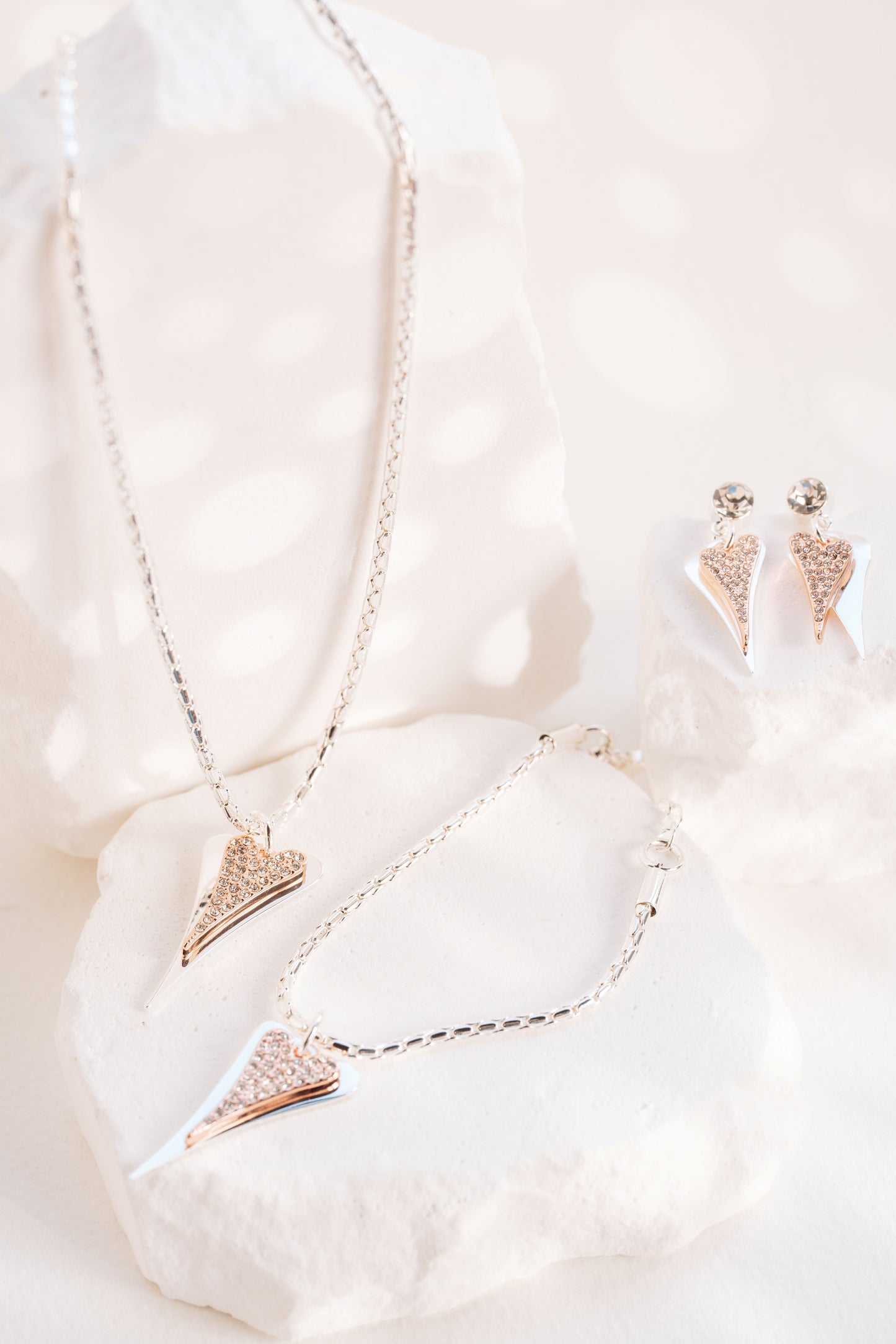 SILVER/ROSE GOLD HEARTS BRACELET*