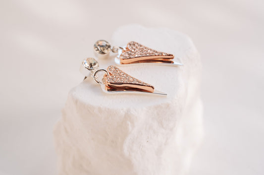 SILVER/ROSE GOLD HEARTS EARRINGS*