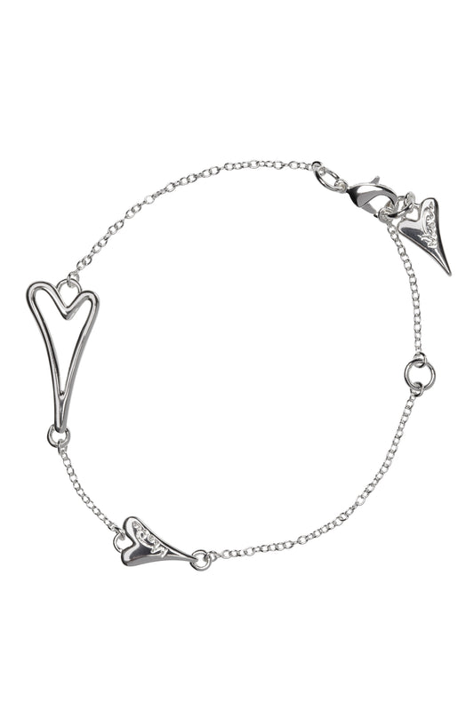 Silver plated Bracelet with Hollow heart