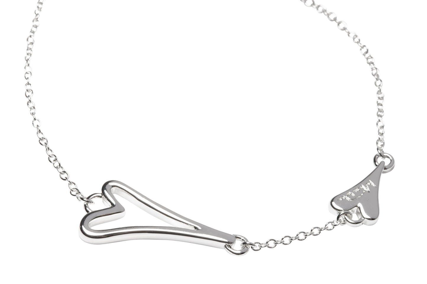 Silver plated Bracelet with Hollow heart
