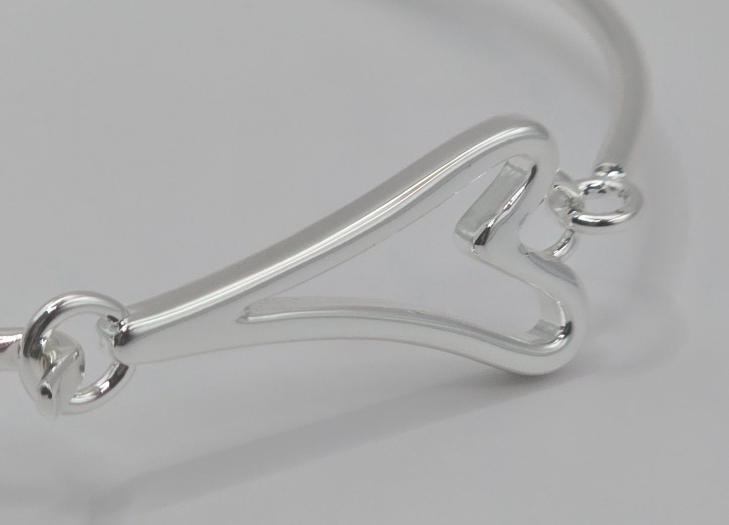 Bracelet Silver Cuff with Hollow Heart Clasp*
