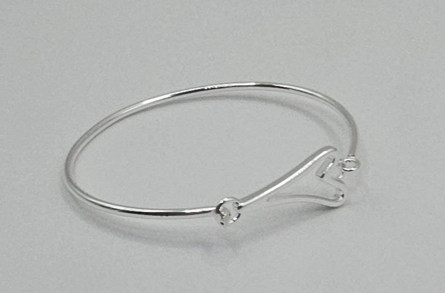 Bracelet Silver Cuff with Hollow Heart Clasp*
