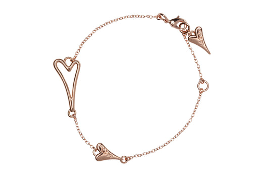 Rose gold plated Bracelet with Hollow heart