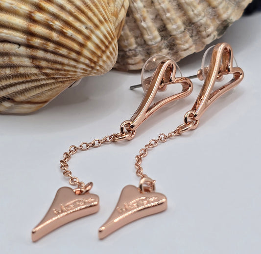 ROSE GOLD HOLLOW HEART EARRINGS*