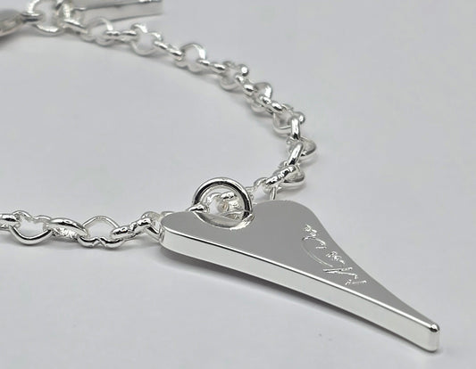 SILVER SOLID BRAND LOGO HEART BRACELET*