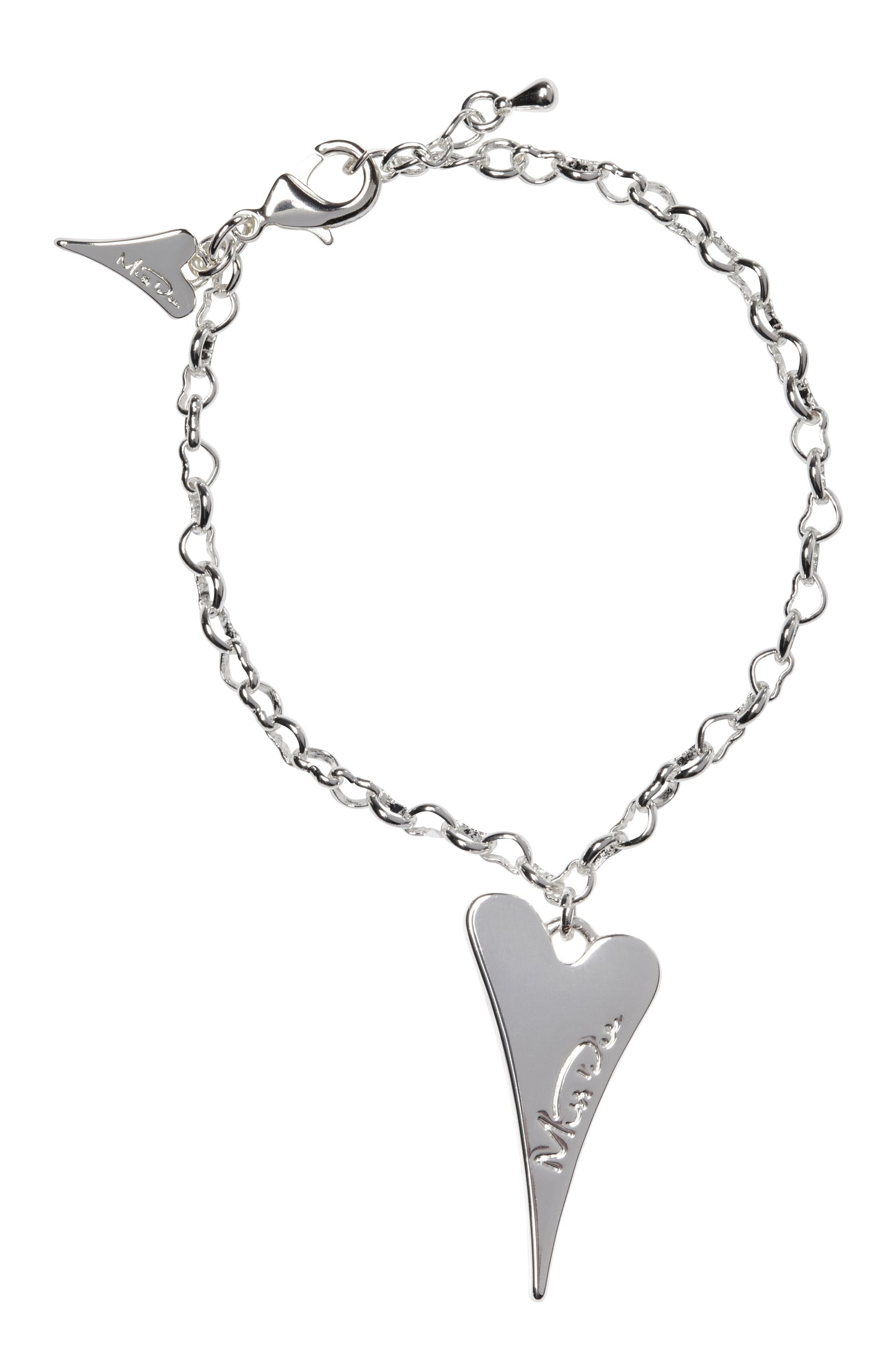 SILVER SOLID BRAND LOGO HEART BRACELET*
