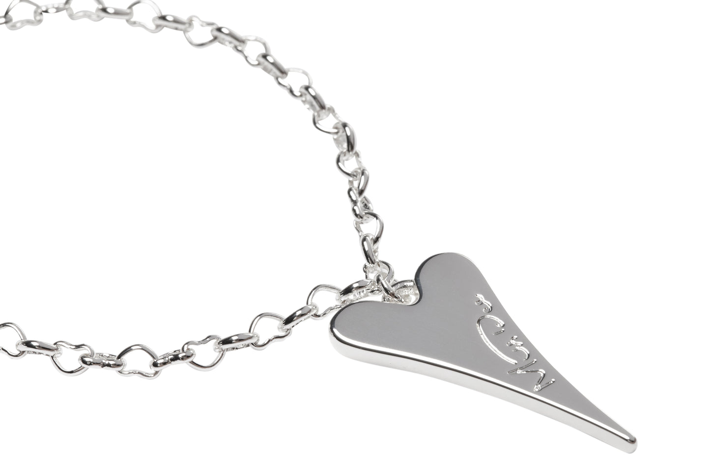 SILVER SOLID BRAND LOGO HEART BRACELET*